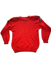Load image into Gallery viewer, VTG Knit Concept Sweater Womens Large Red Sequined Colorful Outerwear Pullover
