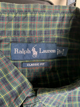 Load image into Gallery viewer, Ralph Lauren Shirt Adult 17 34/35 Green Plaid Classic Fit Purple Pony Dress Mens

