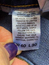 Load image into Gallery viewer, Lucky Brand Jeans Adult 40x30 Blue Denim Straight Leg Zip Fly Whiskered Mens
