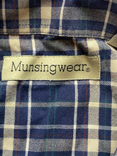 Load image into Gallery viewer, Munsingwear Shirt Adult Extra Large Blue Button Up Plaid Casual Collared Mens
