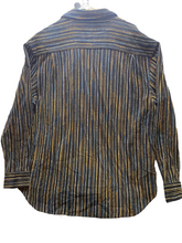 Load image into Gallery viewer, Axis Shirt Adult 2XL Black Funky Rainbow Striped Button Down Silk Rayon Mens
