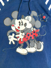 Load image into Gallery viewer, Mickey &amp; Minnie Mouse Sweatshirt Womens Medium Crochet Lace Trim Hoodie Disney
