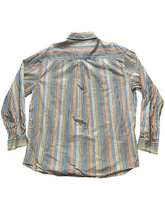 Load image into Gallery viewer, Alan Flusser Shirt Adult 2XL Beige Striped Embroidered Logo Pocket Casual Mens
