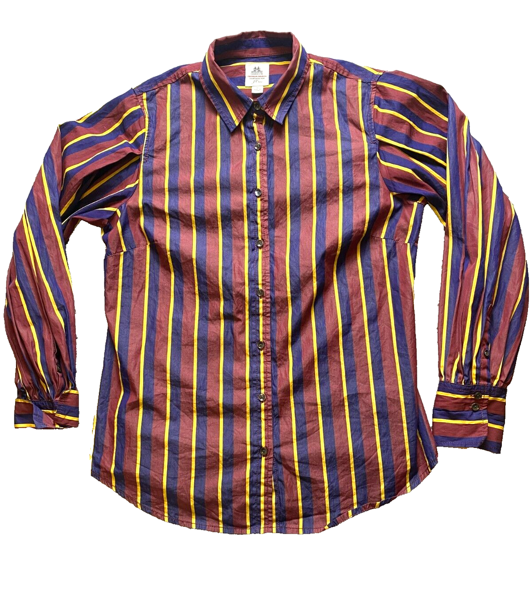 J Crew Thomas Mason Shirt Womens Small Brushpopper Striped Button Up Casual Lady