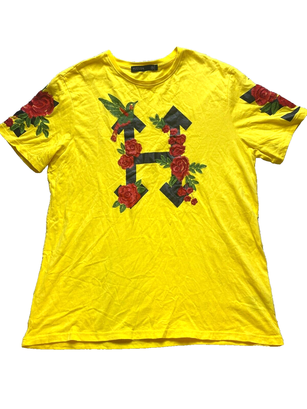 Hudson Outerwear Shirt Womens 3X Yellow Embroidery Rose Hip Hop Streetwear Plus