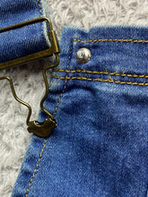 Load image into Gallery viewer, Xiao Tu Bao Overalls Womens 170 Small Blue Denim Shortalls Short Denim Bib NWT
