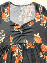 Load image into Gallery viewer, Torrid Dress Womens 3 Black Peach AOP Flower Sper Soft Plush Skater Flared Boho

