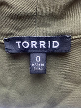 Load image into Gallery viewer, Torrid Jacket Womens 0 Army Green Long Sleeve Cardigan Waterfall Open Ladies
