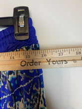 Load image into Gallery viewer, Golden Black Pants Women 1X (32x29) Blue Geometric AOP Festive Boho Spandex Plus
