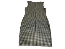 Load image into Gallery viewer, Tommy Hilfiger Dress Women 12 Medium Black Houndstooth Flower Tank Sheath Casual
