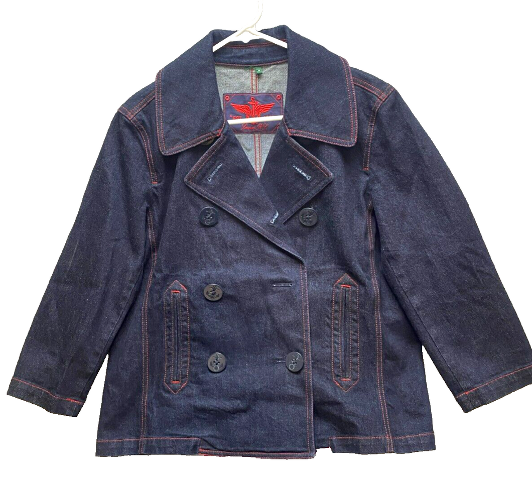 Ralph Lauren Jacket Womens Medium Denim Dark Blue Double Breasted Pea Coat