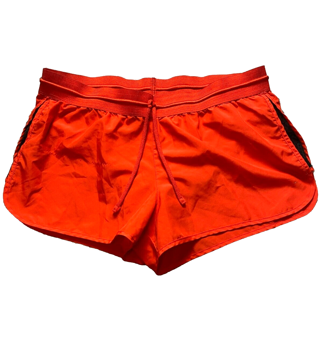 Nike Shorts Womens Medium Orange Dri Fit Lined Running Athletic Drawstring Lady