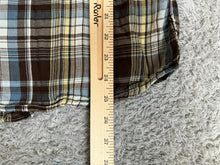 Load image into Gallery viewer, Ariat Shirt Womens Medium Brown Blue Yellow Plaid Western Snap Rodeo Cowgirl l
