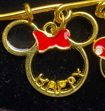 Load image into Gallery viewer, Mickey Mouse Safety Pin Charms Winking Minnie Bow Rainbow Pride Happy Disney
