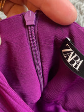 Load image into Gallery viewer, ZARA Skirt Womens Small (26x27) Purple Ruffle Trim Back Zip Boho Asymmetric
