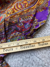 Load image into Gallery viewer, Angie Dress Womens Large Purple Rainbow Empire Waist AOP Paisley Boho Dashiki
