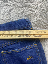 Load image into Gallery viewer, CHIC Jeans Womens 26 Blue Denim Embroidered Logo Flat Front Casual USA Made Lady
