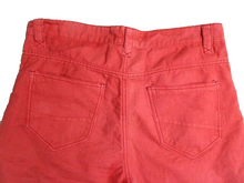 Load image into Gallery viewer, CN Blue Shorts Adult 34 Red Flat Front Bermuda 5 Pockets Raw Hem 13" Inseam Mens
