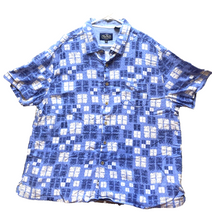 Load image into Gallery viewer, Nat Nast Shirt Adult 2XL XXL Blue Button Up Silk Blend Embroidery Hawaiian Mens
