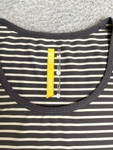Load image into Gallery viewer, Lole Shirt Womens Small Black Striped UPF 50 Wicking 4 Way Stretch Activewear
