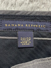 Load image into Gallery viewer, Banana Republic Pants Adult 34x32 Gray Striped Straight Leg Flat Front Dress Men
