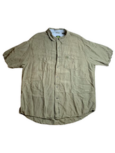 Load image into Gallery viewer, Timberland Shirt Adult Extra Large Sage Green Pocket Linen Rayon Casual Mens
