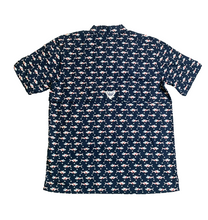 Load image into Gallery viewer, Columbia Shirt Adult Medium Navy AOP Patriotic Fish Vented Mesh Lined PFG Mens
