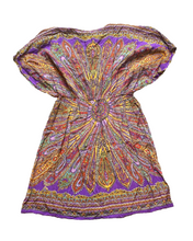 Load image into Gallery viewer, Angie Dress Womens Large Purple Rainbow Empire Waist AOP Paisley Boho Dashiki
