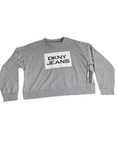 Load image into Gallery viewer, DKNY Jeans Sweatshirt Womens Extra Large Gray Oversized Cropped Pullover NWT
