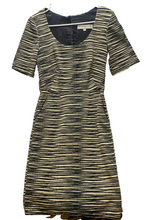 Load image into Gallery viewer, Trina Turk Dress Womens 0 Extra Small Taupe Black Viscose Nylon Shift Midi Lined
