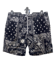 Load image into Gallery viewer, Cactus Man Ricky Singh Shorts Adult Large (35x7.5) Black AOP Paisley Bandana Men
