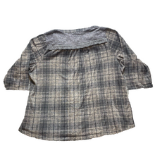 Load image into Gallery viewer, Cocomo Shirt Womens 2X Gray Plaid Lace Trim Boho Spandex Contrast Plus Ladies
