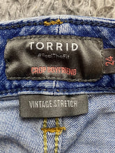 Load image into Gallery viewer, Torrid Jeans Womens Plus Size Blue Denim Stretch Pants Grunge Distressed Ladies
