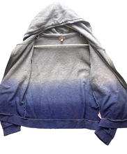 Load image into Gallery viewer, Juicy Couture Jacket Womens Large Gray Blue Ombre Full Zip Hoodie Rhinestones
