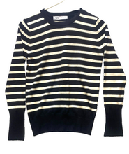 Load image into Gallery viewer, ZARA Sweater Womens Medium Black Taupe Striped Pullover Outerwear Knitted Ladies
