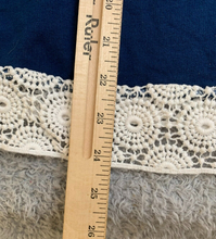 Load image into Gallery viewer, Mickey &amp; Minnie Mouse Sweatshirt Womens Medium Crochet Lace Trim Hoodie Disney
