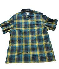 Load image into Gallery viewer, Duluth Shirt Adult Extra Large Tall Teal Yellow Plaid Untucked Relaxed Fit Mens
