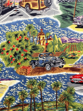 Load image into Gallery viewer, VTG Reyn Spooner Shirt Adult Medium Rainbow AOP Hollywood Hot Rod Hawaiian Mens
