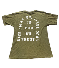 Load image into Gallery viewer, Nice Kicks Shirt Adult Large  Army Green In GOD We Trust Christian Jesus Mens
