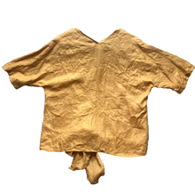 Load image into Gallery viewer, Anthropologie Grade &amp; Gather Shirt Women Small Tan Tie Boho Peasant Linen Blouse
