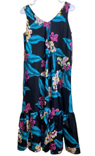 Load image into Gallery viewer, Hilo Hattie Dress Womens Medium Black Teal Floral Hawaiian Tropical Midi
