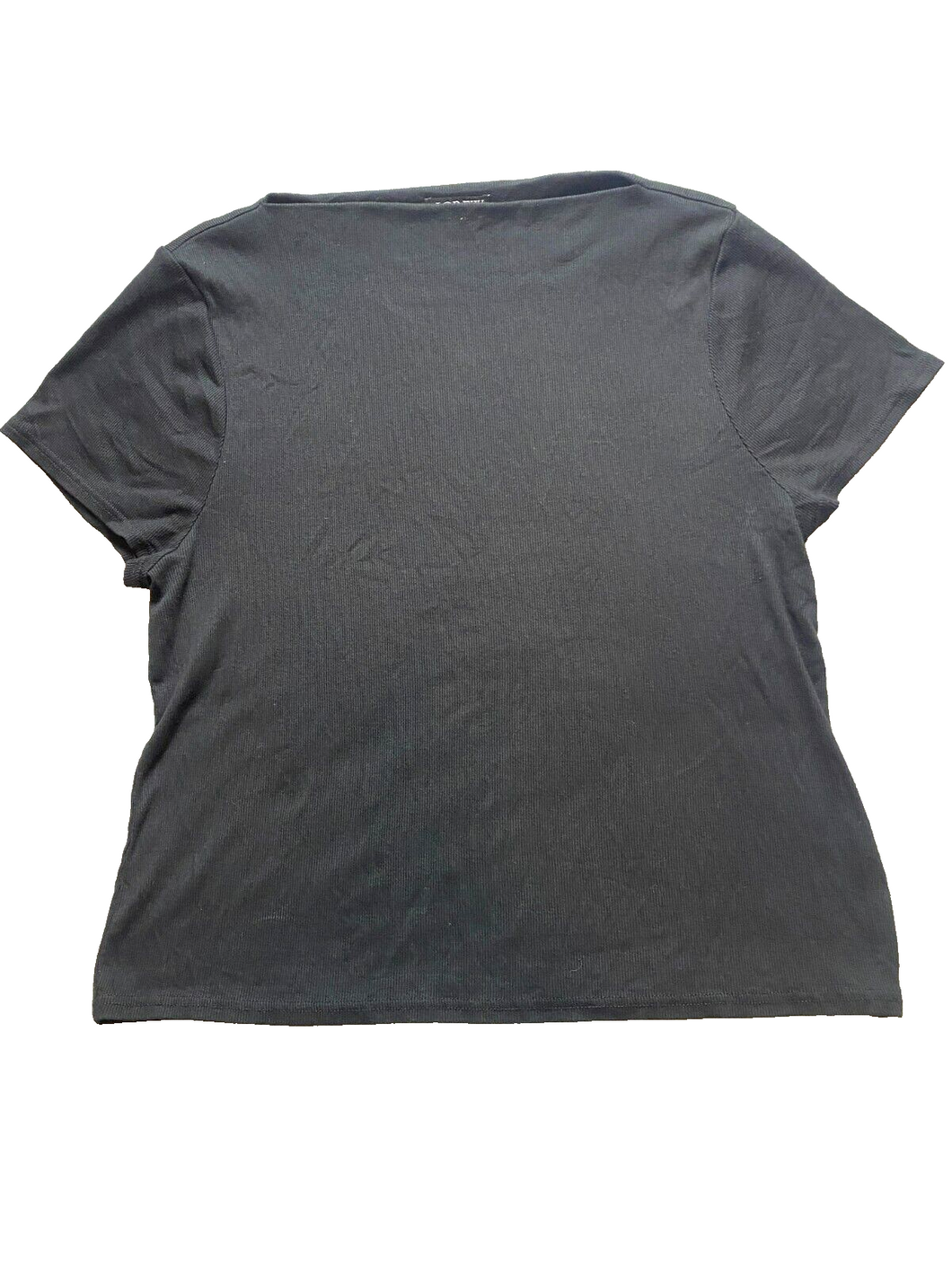 J Crew Shirt Womens 2X Black Boat Neck Modal Stretch Ribbed Knit Plus Ladies