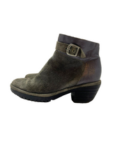 Load image into Gallery viewer, Fly London Boots Womens 7-7.5 Gray Block Heel Zip Up Buckle Ankle Bootie
