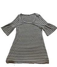 Load image into Gallery viewer, BB Dakota Dress Womens Large Gray White Bell Sleeve Hippie Spandex Viscose Tunic
