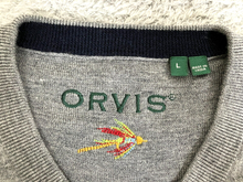 Load image into Gallery viewer, Orvis Sweater Adult Large Gray V-Neck Merino Wool Outerwear Pullover Cozy Mens
