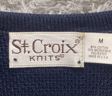 Load image into Gallery viewer, St Croix Sweater Medium Navy Blue V-Neck Outerwear Pullover Textured Mens
