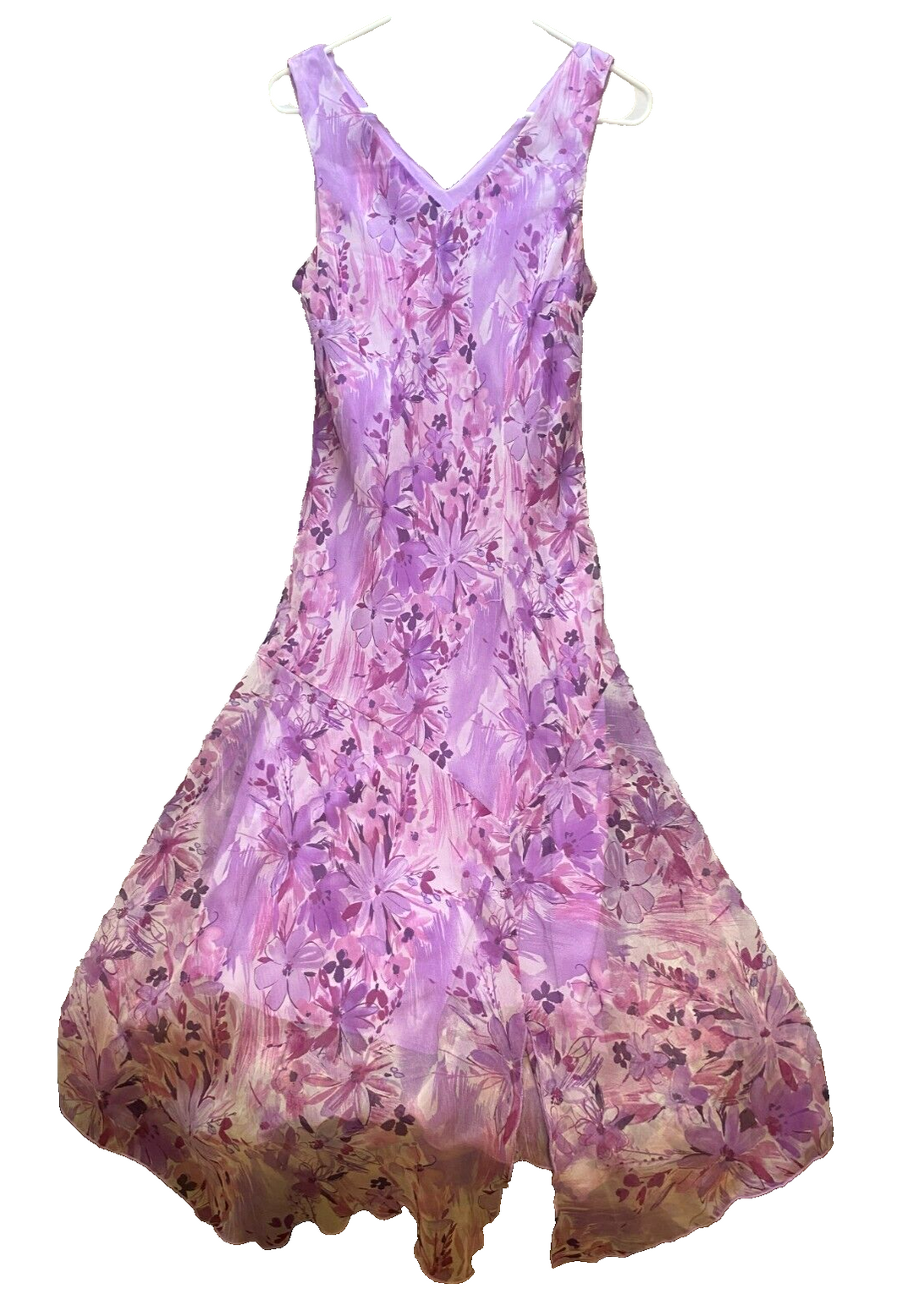 Meghan Matthews Dress Womens 8 Medium Purple Floral Boho Peasant Maxi Whimsical