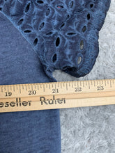 Load image into Gallery viewer, Chicos Shirt Womens 2 Navy Blue V-Neck Eyelet Blouse Boxy Flowy Plus Ladies
