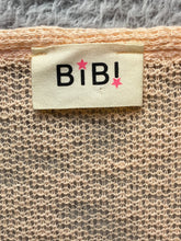 Load image into Gallery viewer, Bibi Sweater Womens Large Peach Wine Colorblock V-neck Open Knit Lightweight USA
