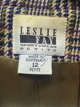 Load image into Gallery viewer, Vintage Leslie Fay Jacket Women 12 Petite (42) Wool Houndstooth Earth Tone Plaid
